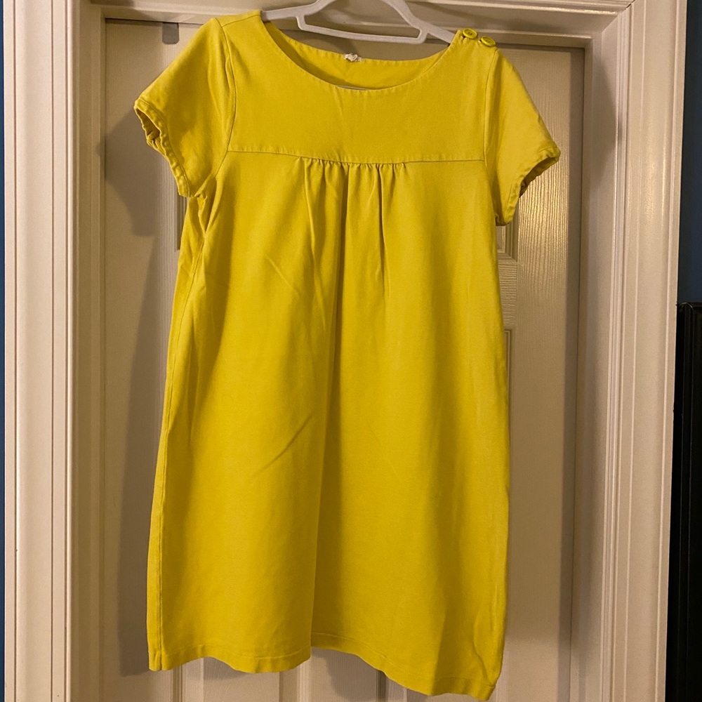 J.Crew Babydoll Yellow Dress with Shoulder Buttons